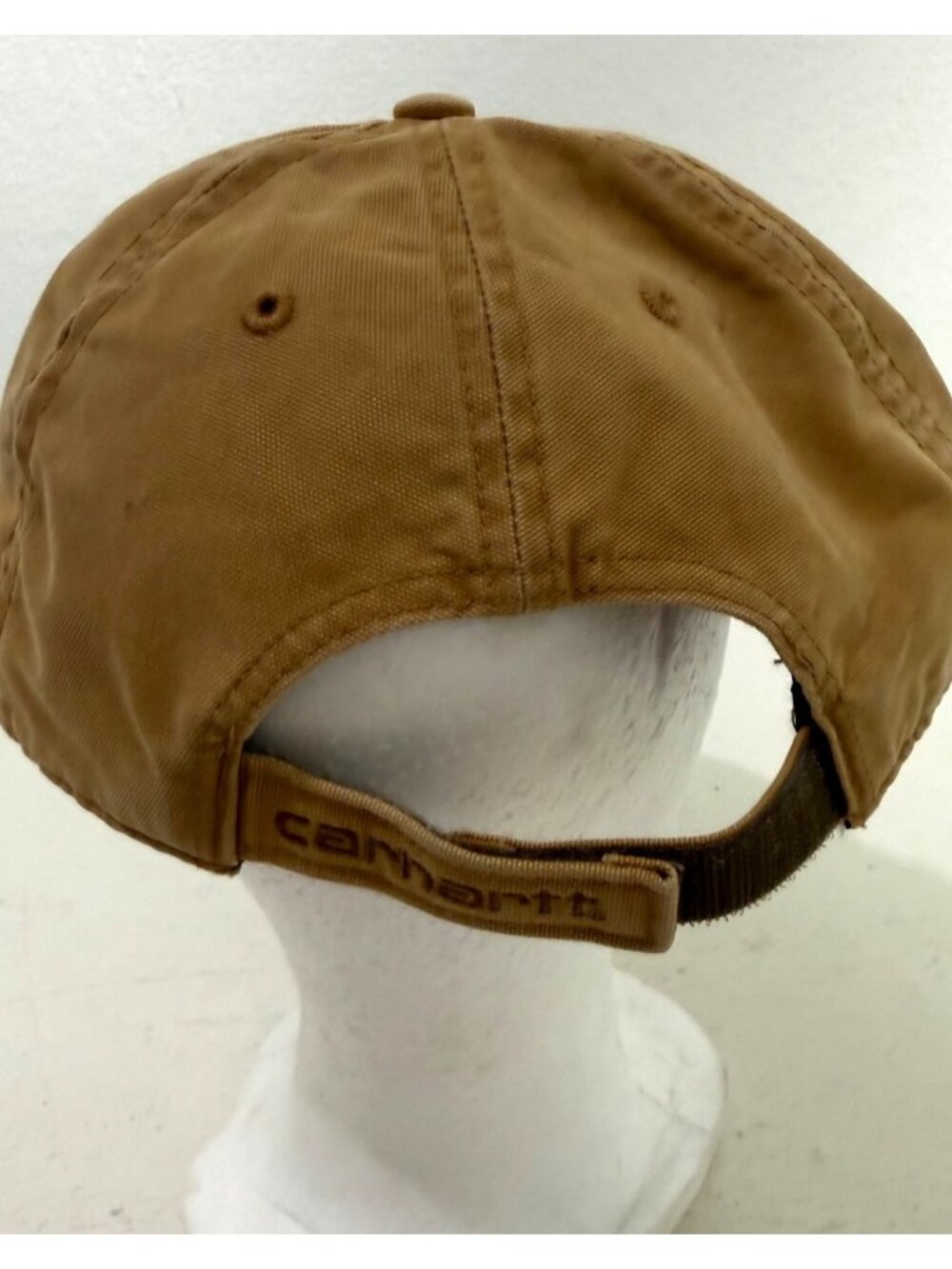 Carhartt Brown Canvas Logo Patch Adjustable Baseball Cap Hat Mens - Picture 5 of 6